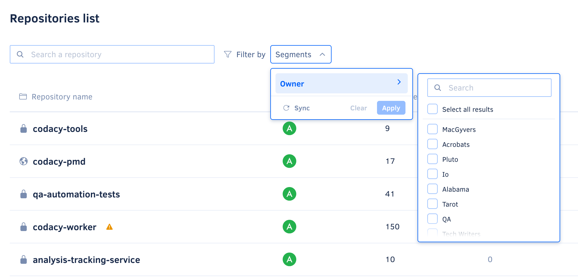 Segments after sync