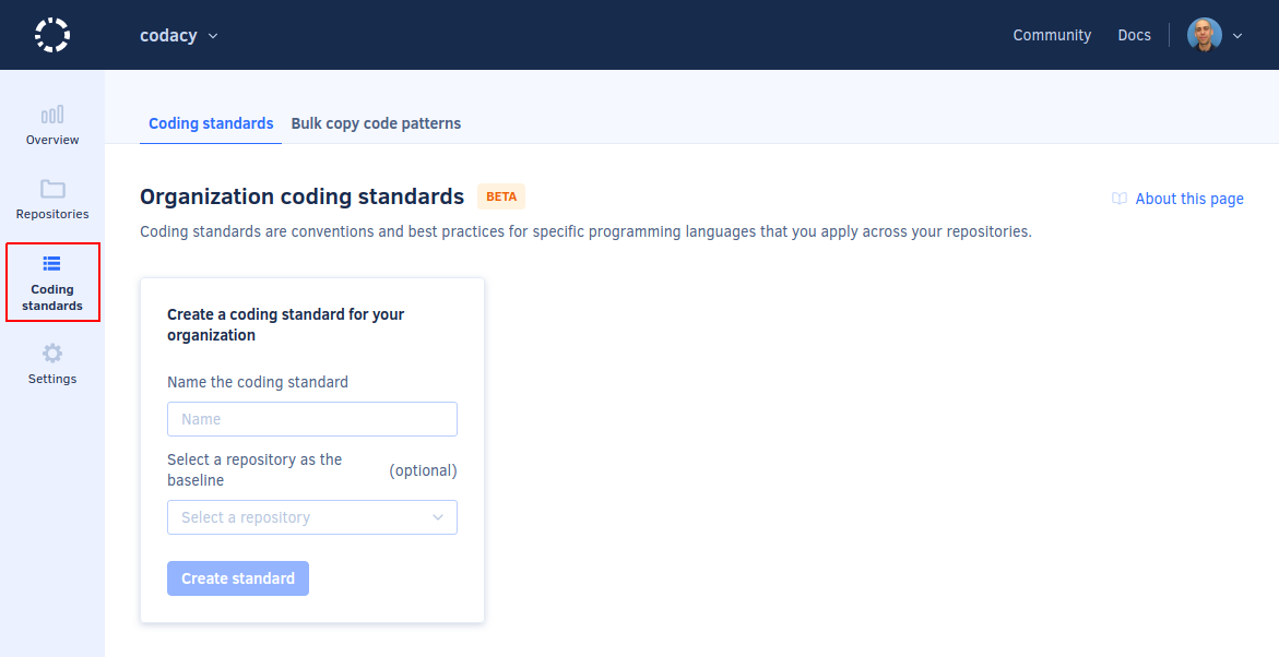 Organization coding standard