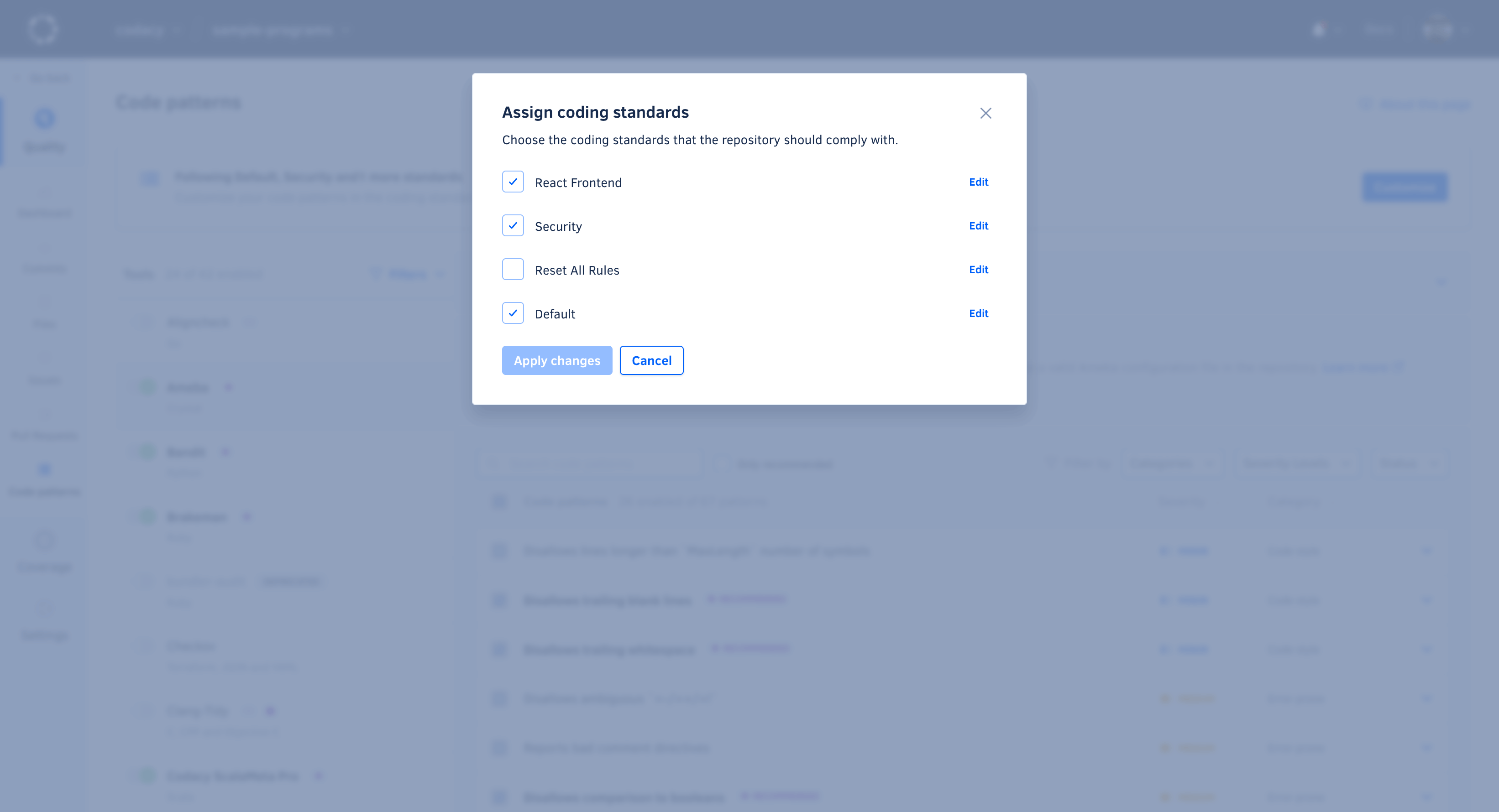 Customize applied coding standards