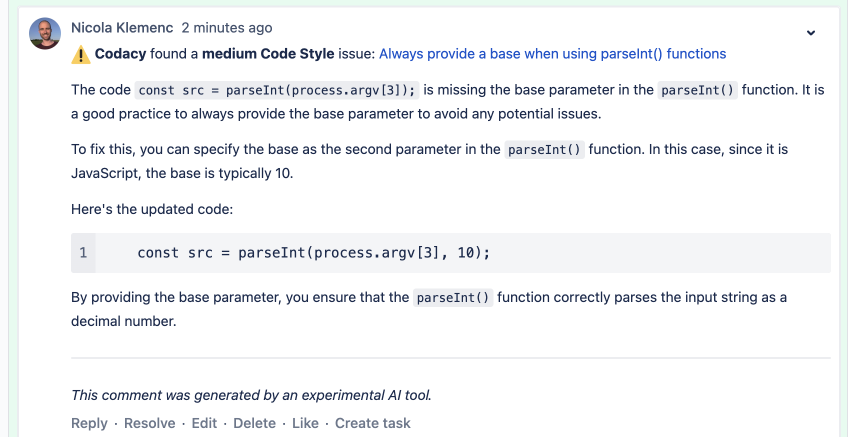 AI-enhanced comment on GitLab