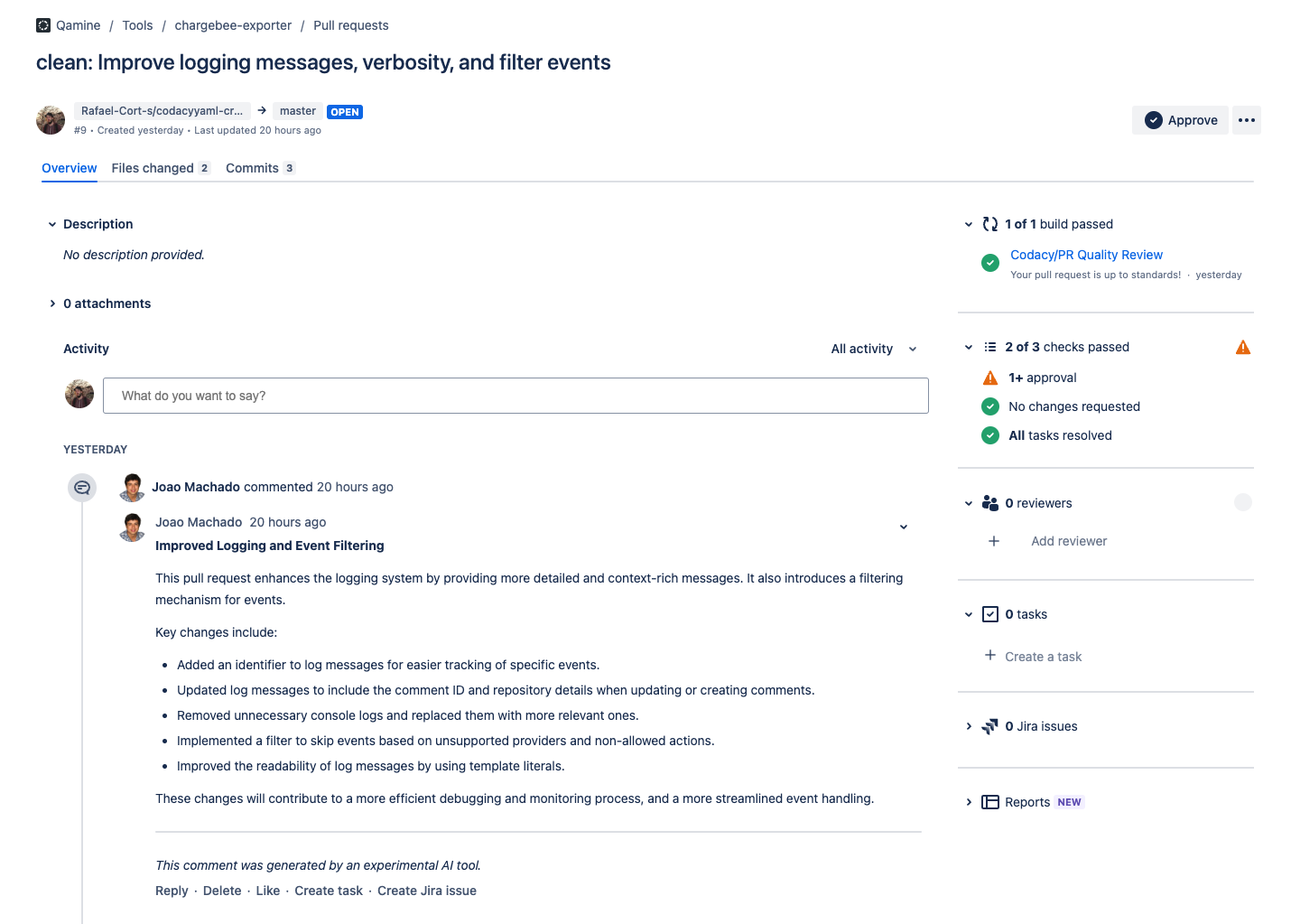 Automatic Summary on Bitbucket